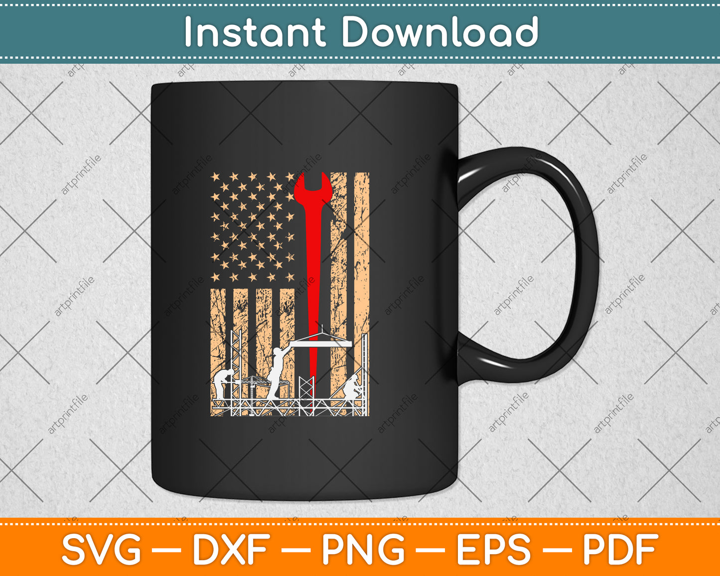 American Flag Ironworker Svg Png Dxf Digital Cutting File
