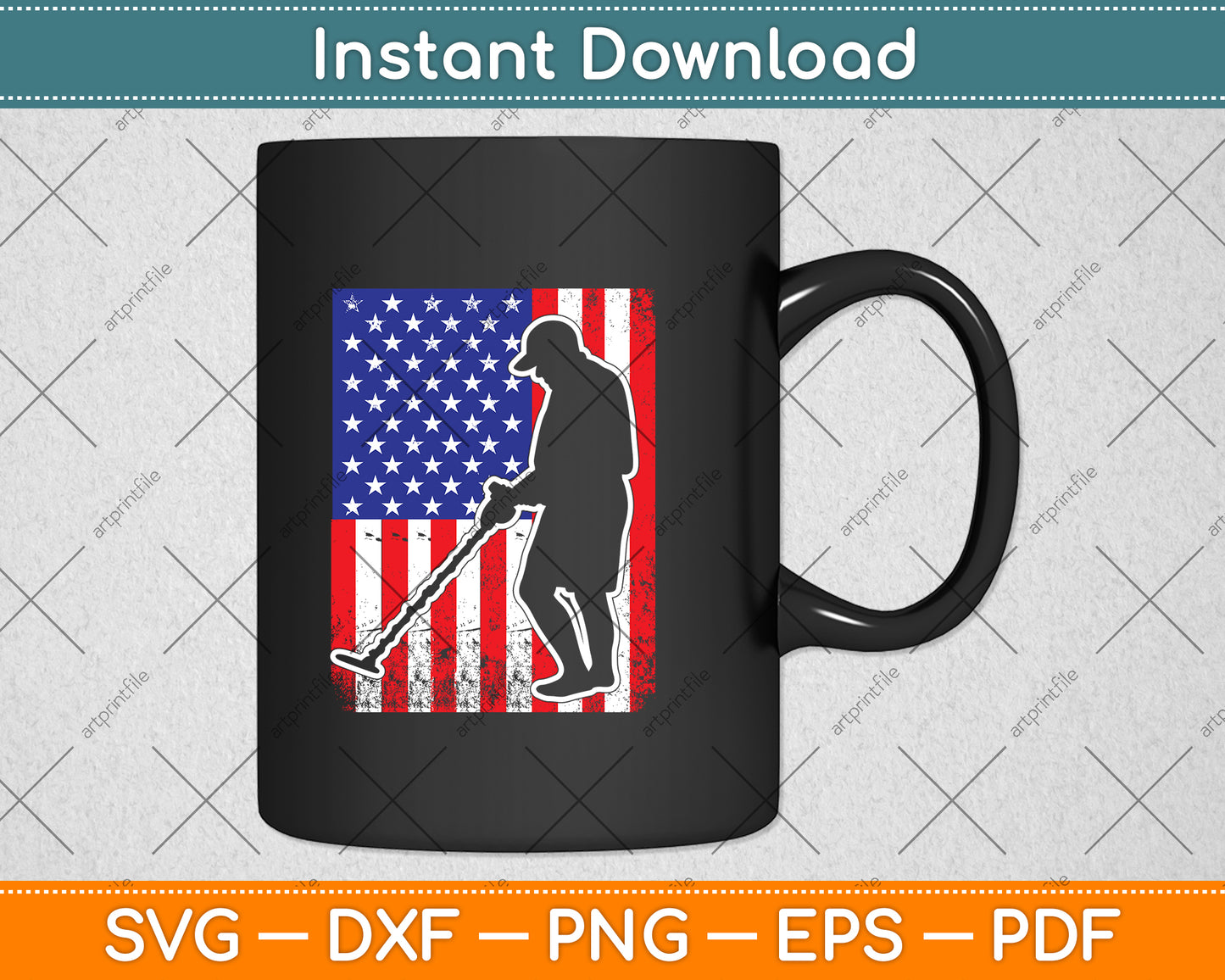 American Flag Metal Detector Svg Png Dxf Digital Cutting File