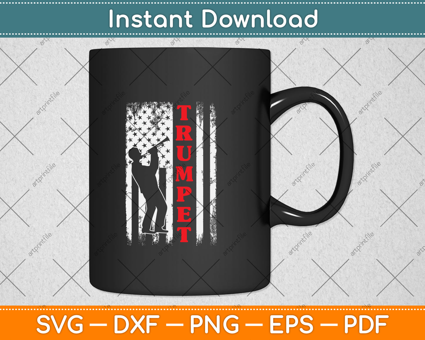 American Flag Trumpet Svg Png Dxf Digital Cutting File