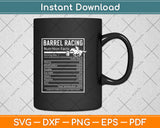 Barrel Racing Funny Nutritional Facts Svg Png Dxf Digital Cutting File