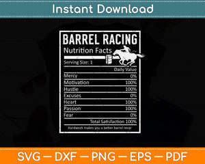 Barrel Racing Funny Nutritional Facts Svg Png Dxf Digital Cutting File