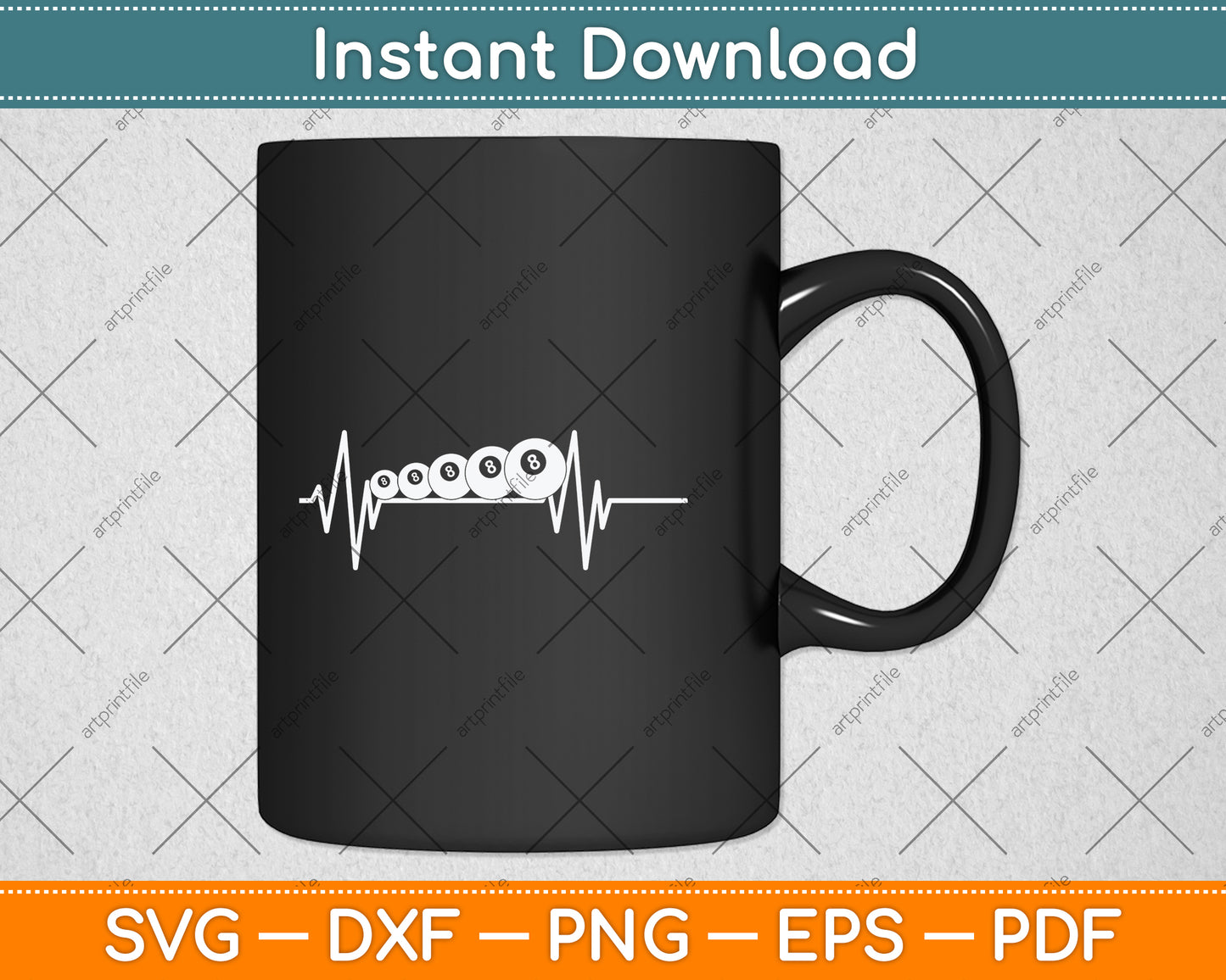 Billards Pool Eight 8 Heartbeat Svg Png Dxf Digital Cutting File