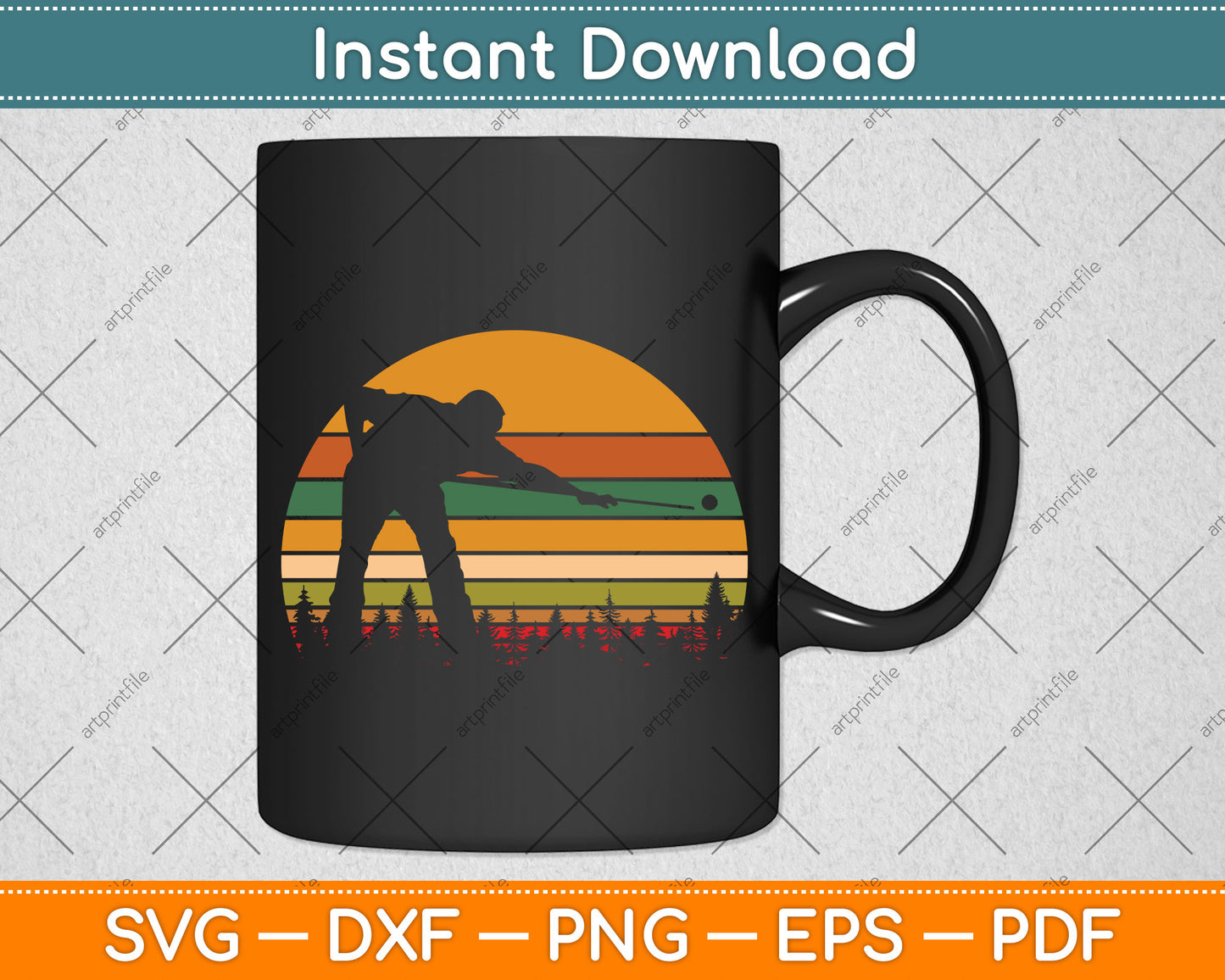 Billiards Player Retro Vintage Sports Pool Snooker Svg Png Dxf Digital Cutting File