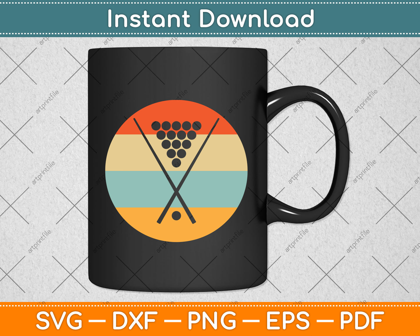 Vintage Retro Pool Billiards Svg Png Dxf Digital Cutting File
