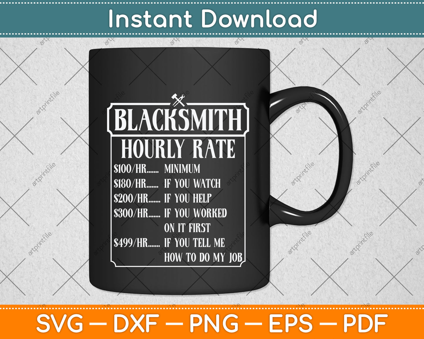 Blacksmith Hourly Rate Svg Png Dxf Digital Cutting File