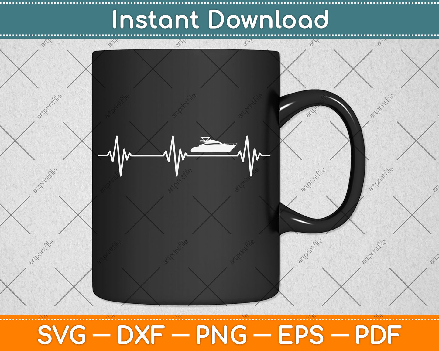 Boat Heartbeat Svg Png Dxf Digital Cutting File