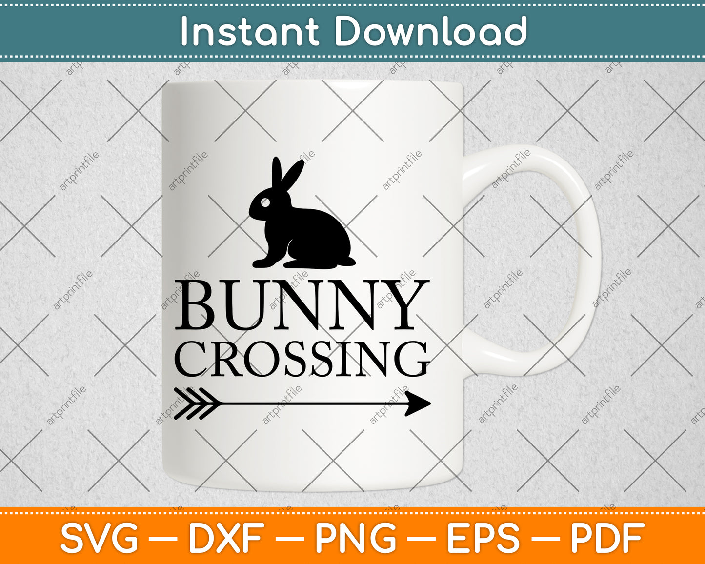 Bunny Crossing Easter Sunday Svg Png Dxf Digital Cutting File