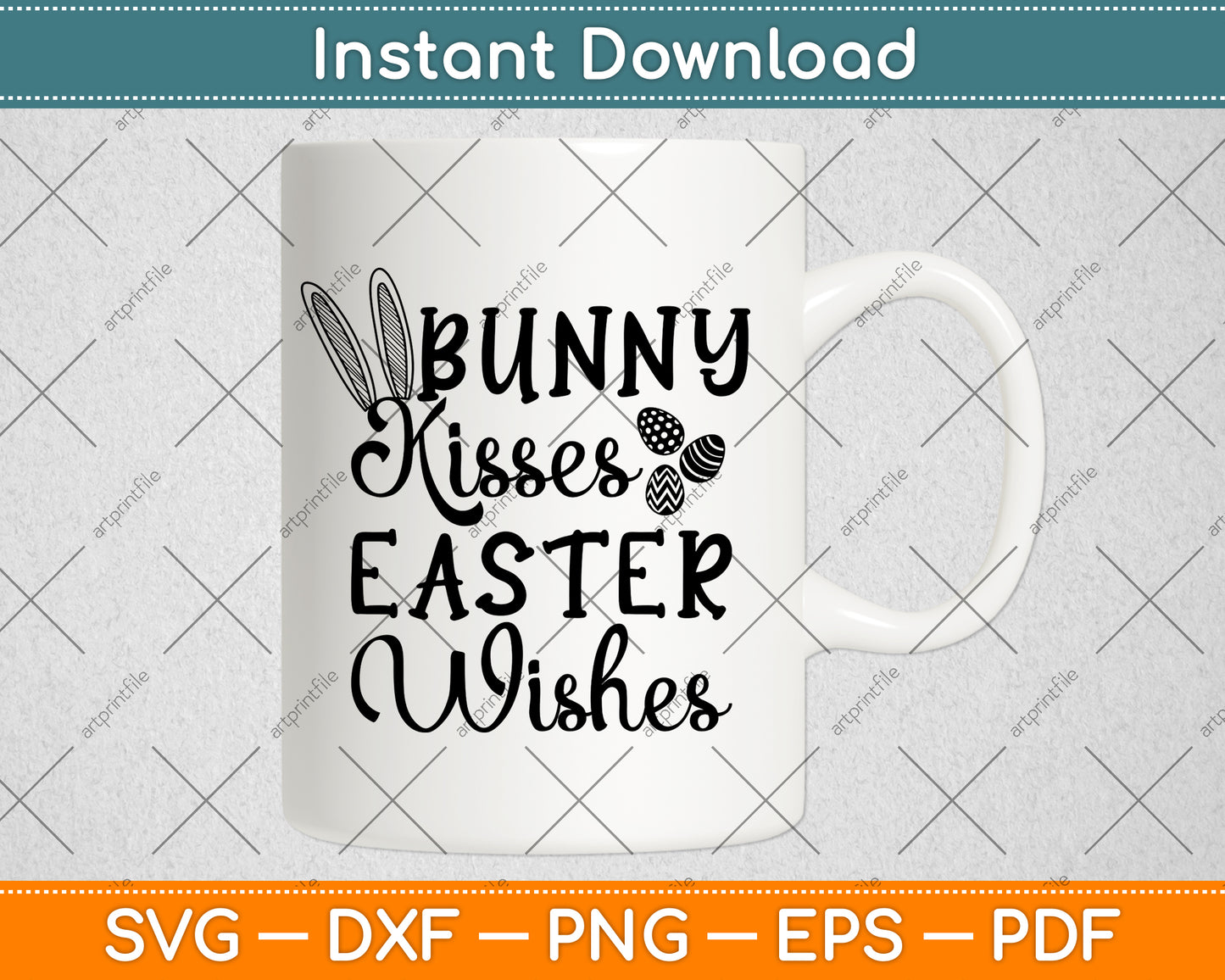 Bunny Kisses Easter Wishes Easter Sunday Svg Design Digital Cutting File