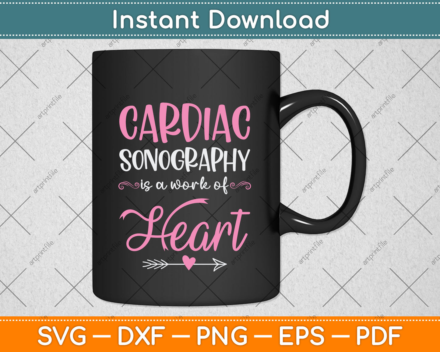 Cardiac Sonography Heart Echocardiographer Svg Png Dxf Digital Cutting File