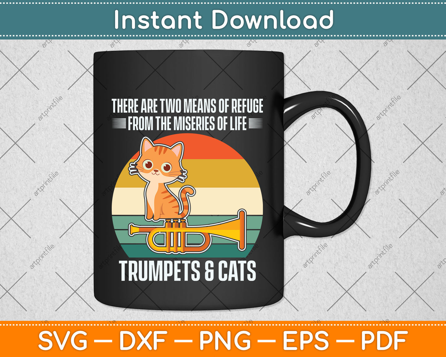 Cat Lover Trumpet Player Saying Trumpeter And Cat Svg Png Dxf Digital Cutting File