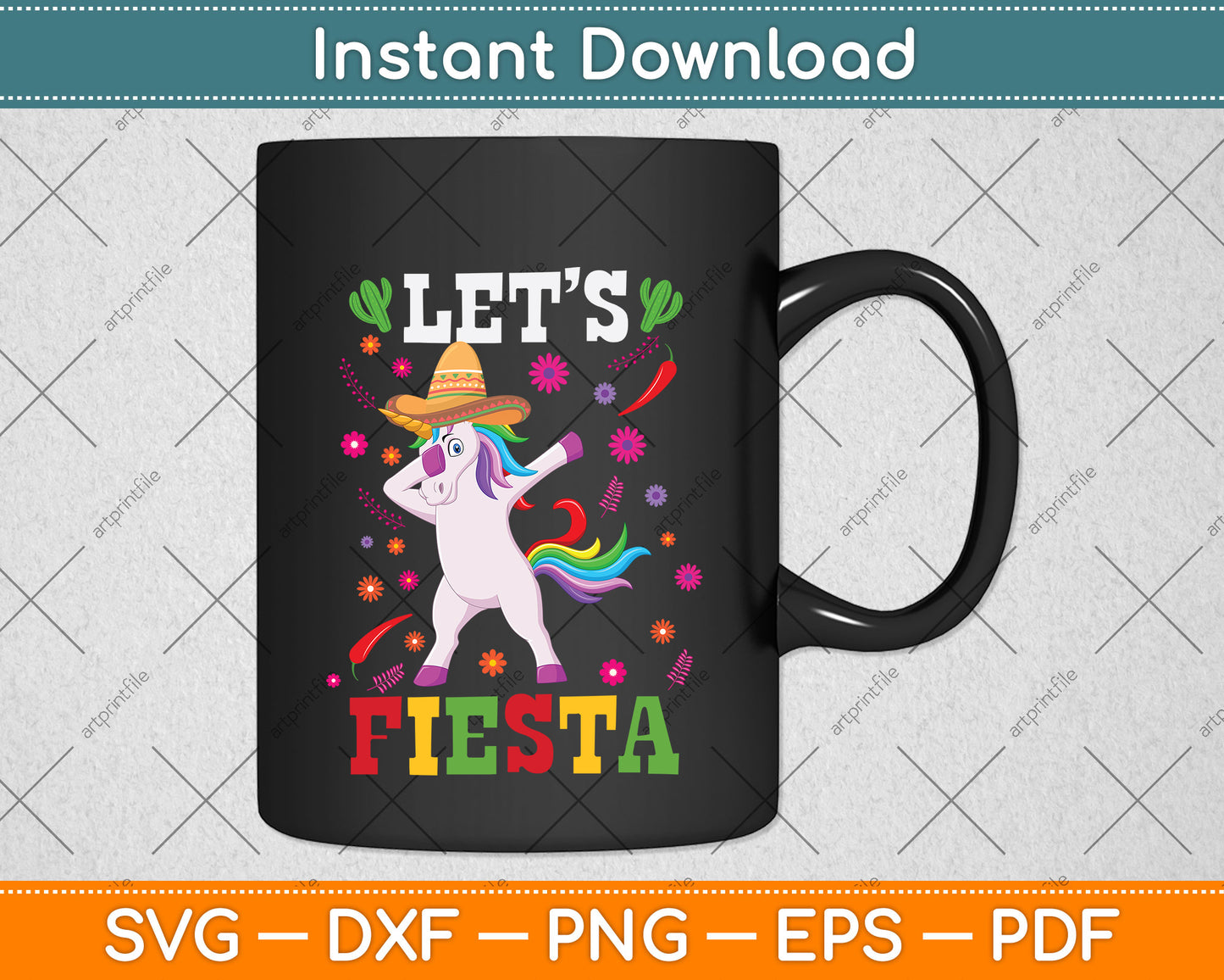 Cinco De Mayo Party Let's Fiesta Dancing Svg Png Dxf Digital Cutting File