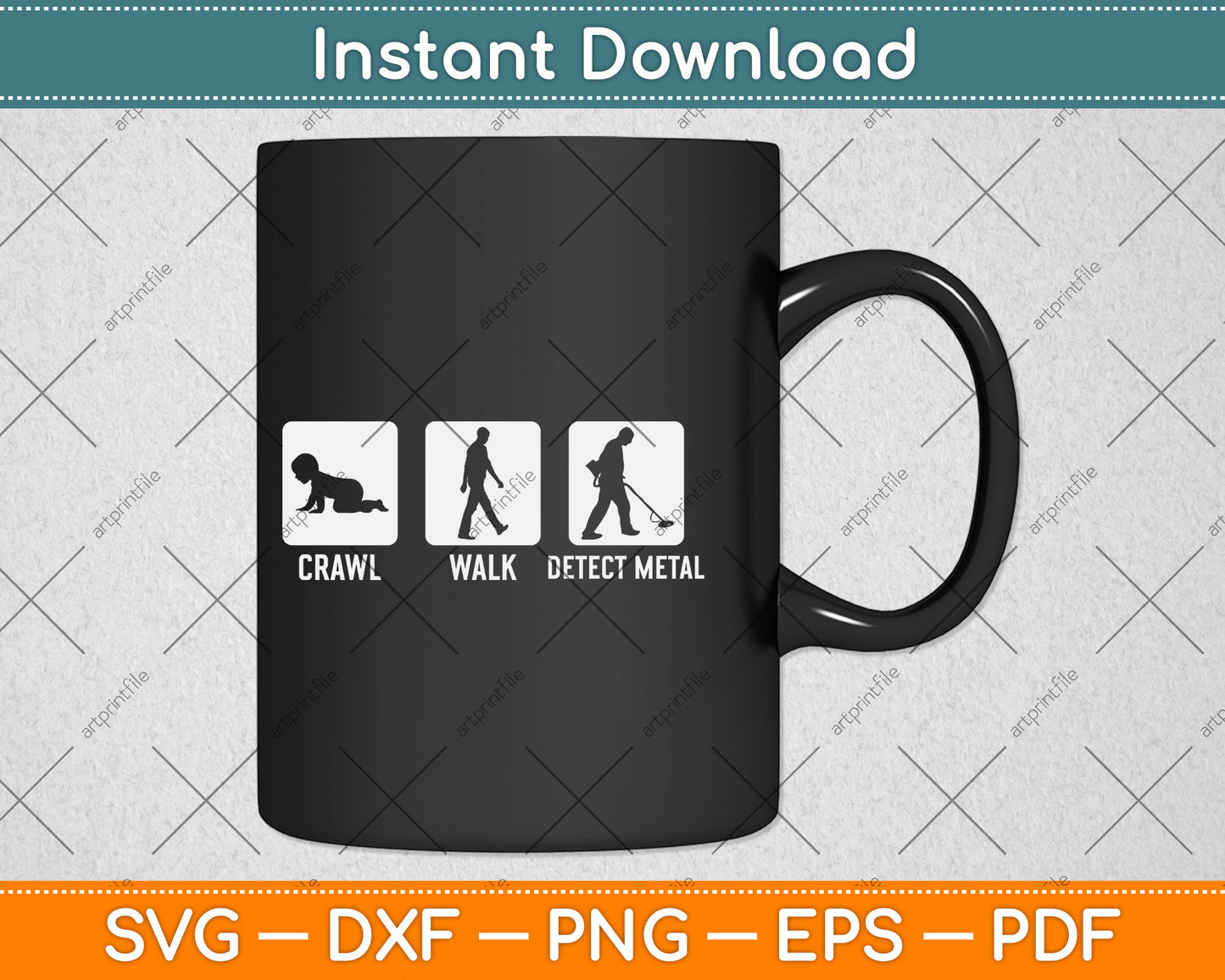 Crawl Walk Detect Metal Svg Png Dxf Digital Cutting File