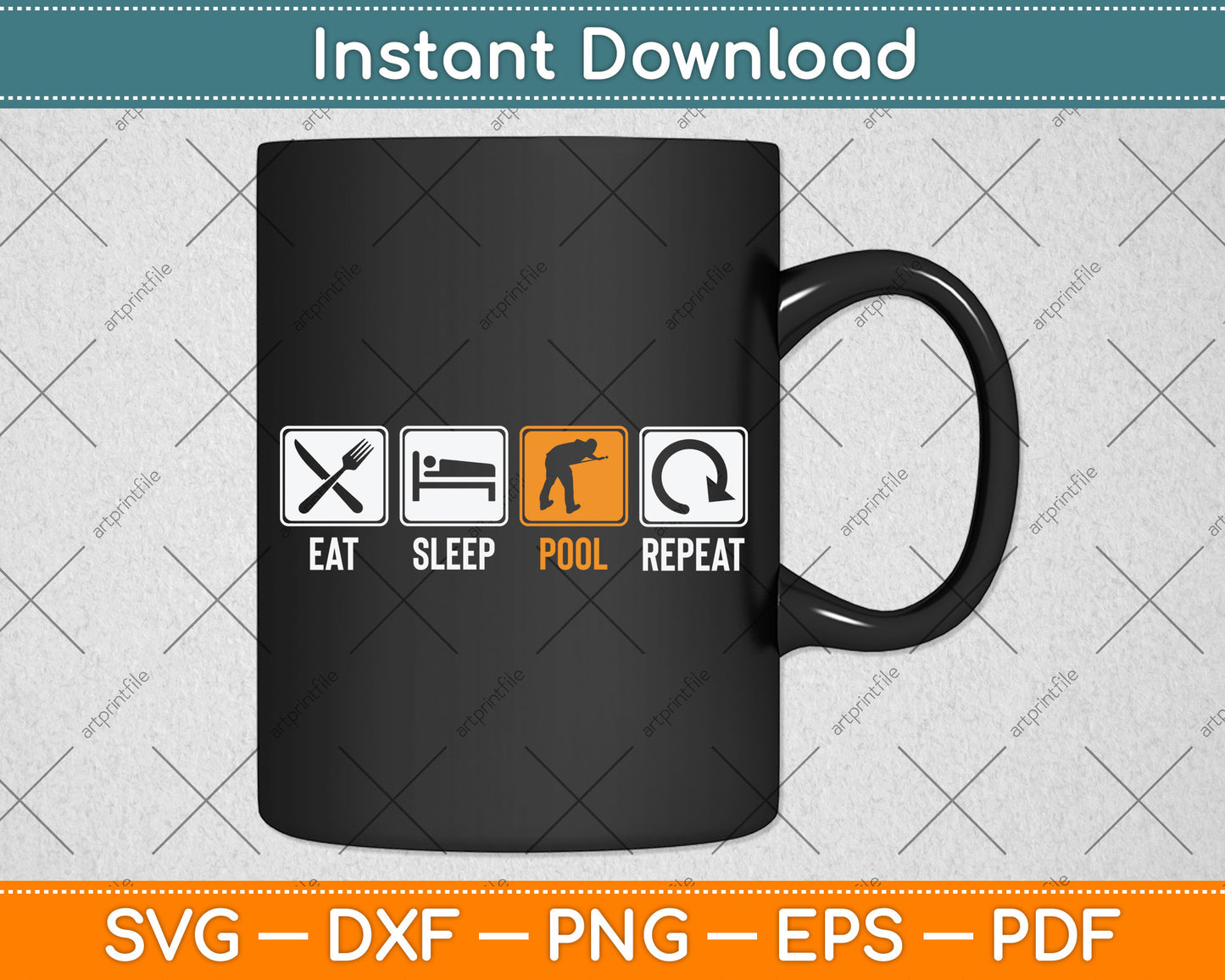 Eat Sleep Pool Repeat Balls Pool Snooker Player Billiards Svg Png Dxf Digital Cutting File