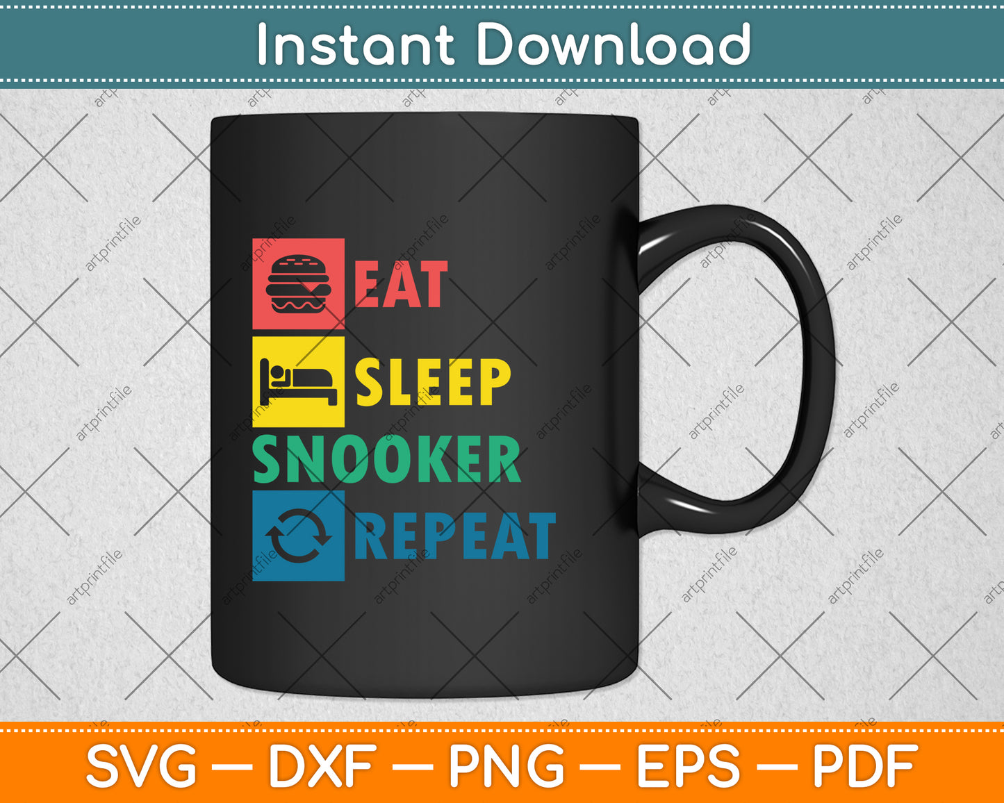 Eat Sleep Snooker Repeat - Snooker Player Svg Png Dxf Digital Cutting File