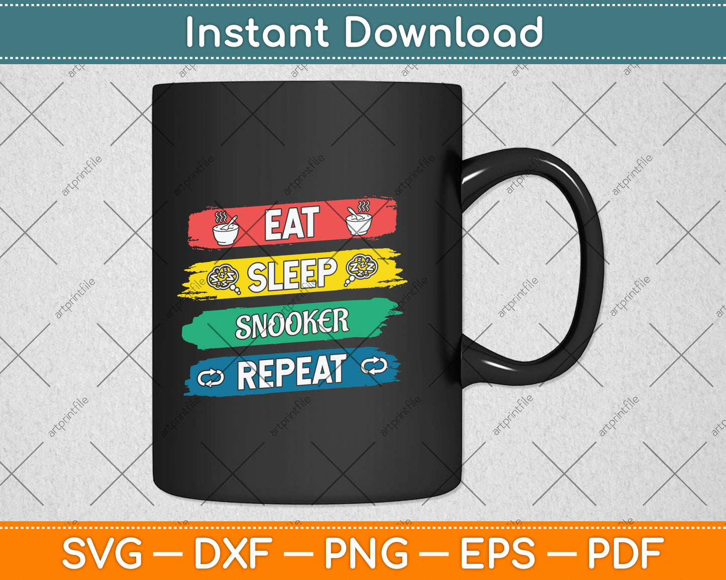 Eat Sleep Snooker Repeat - Snooker Player Svg Png Dxf Digital Cutting File