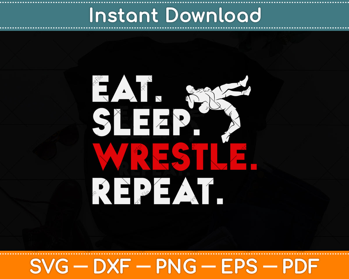 Wrestling Stickers - Eat Sleep Wrestle (Set of 2)