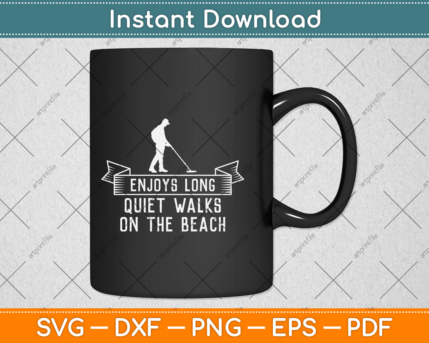 Enjoys Long Quiet Walks On the Beach Metal Detector Svg Png Dxf Digital Cutting File