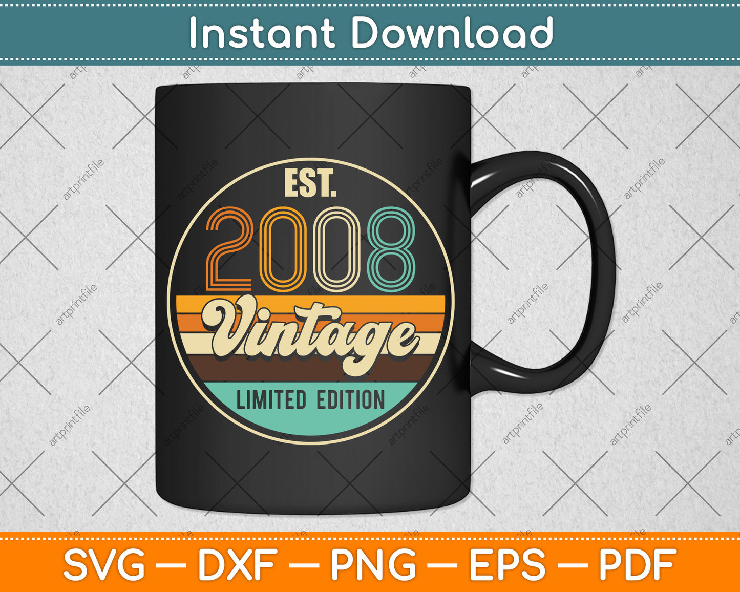 Est Vintage 2008 14 Year Old Gifts 14th Birthday Boys Girls Svg Png Dxf Cutting File