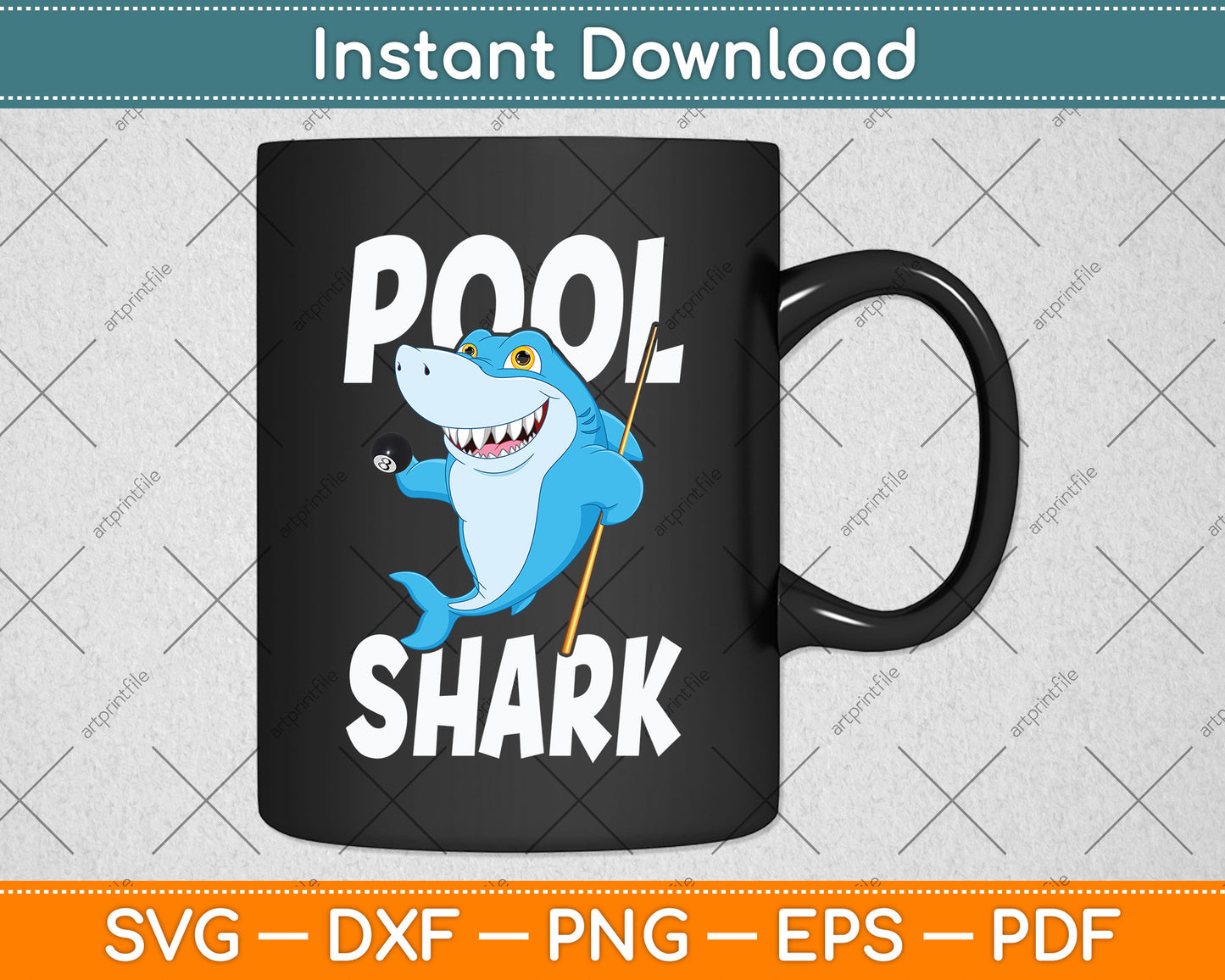 Funny Billiards Pool Shark Snooker Svg Png Dxf Digital Cutting File