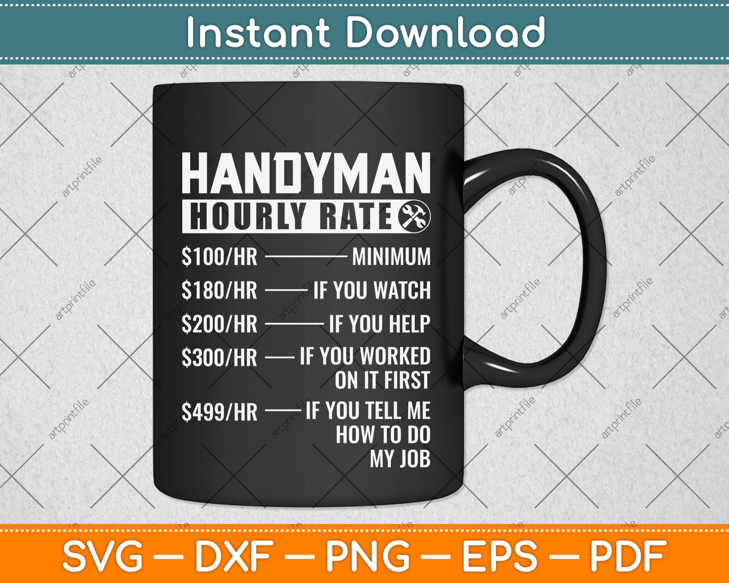 Handyman Hourly Rate Funny Handyman Repairman Svg Png Dxf Digital Cutting File