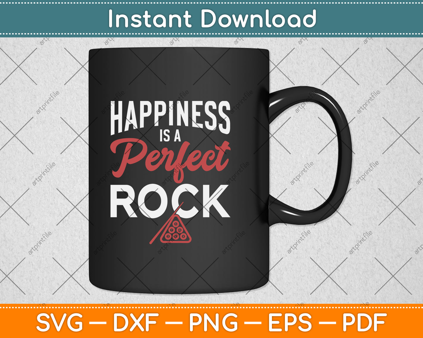 Happiness Is A Perfect Rack Pool 8 Ball Snooker Player Svg Png Dxf Digital Cutting File