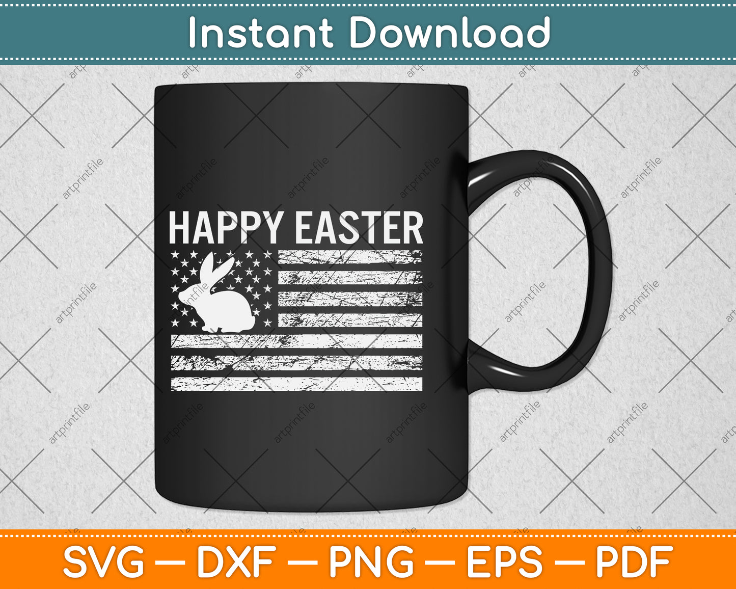 Happy Easter Bunny American Flag Svg Png Dxf Digital Cutting File