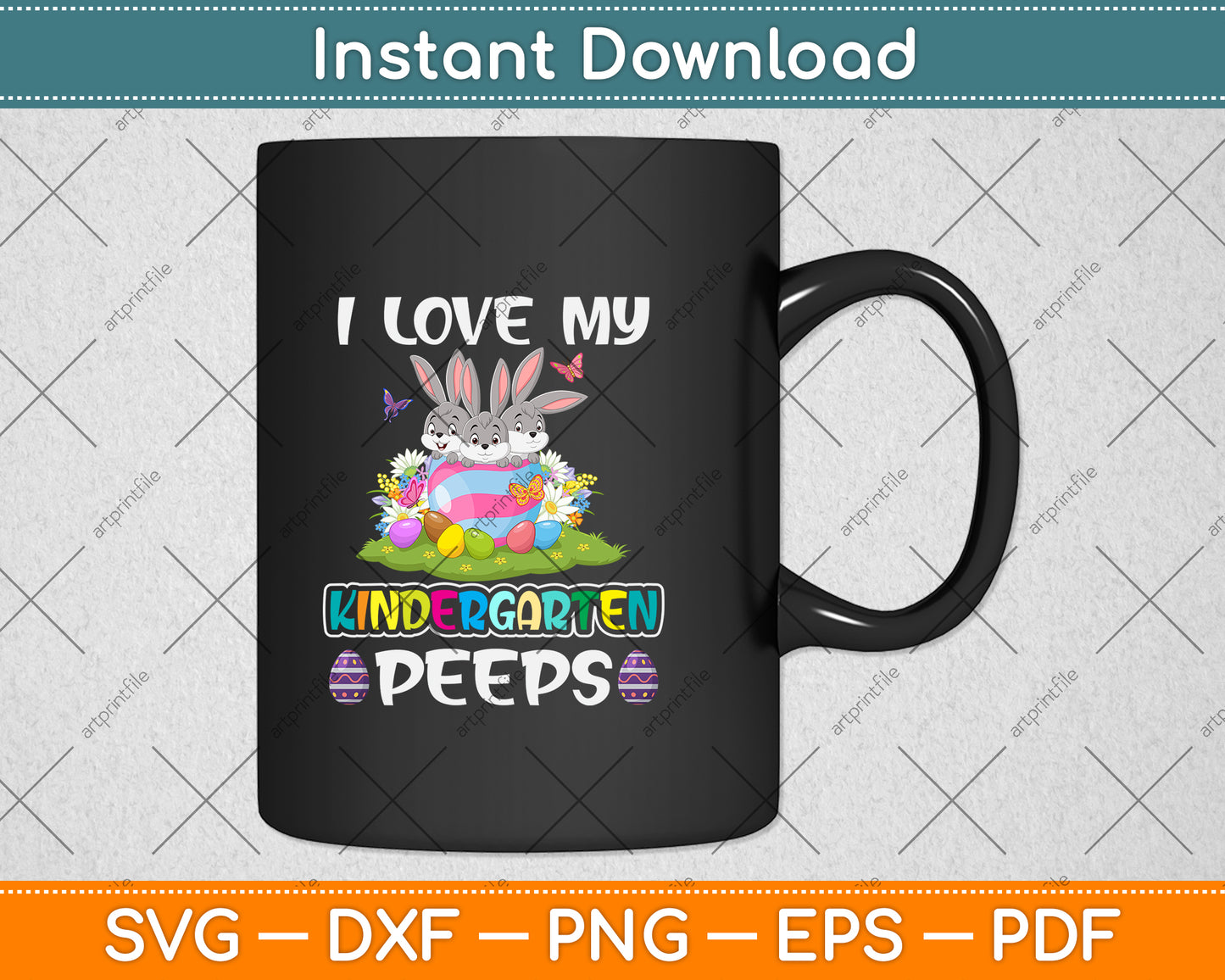 I Love My Kindergarten Easter Eggs Happy Easter Day Svg Png Dxf Digital Cutting File