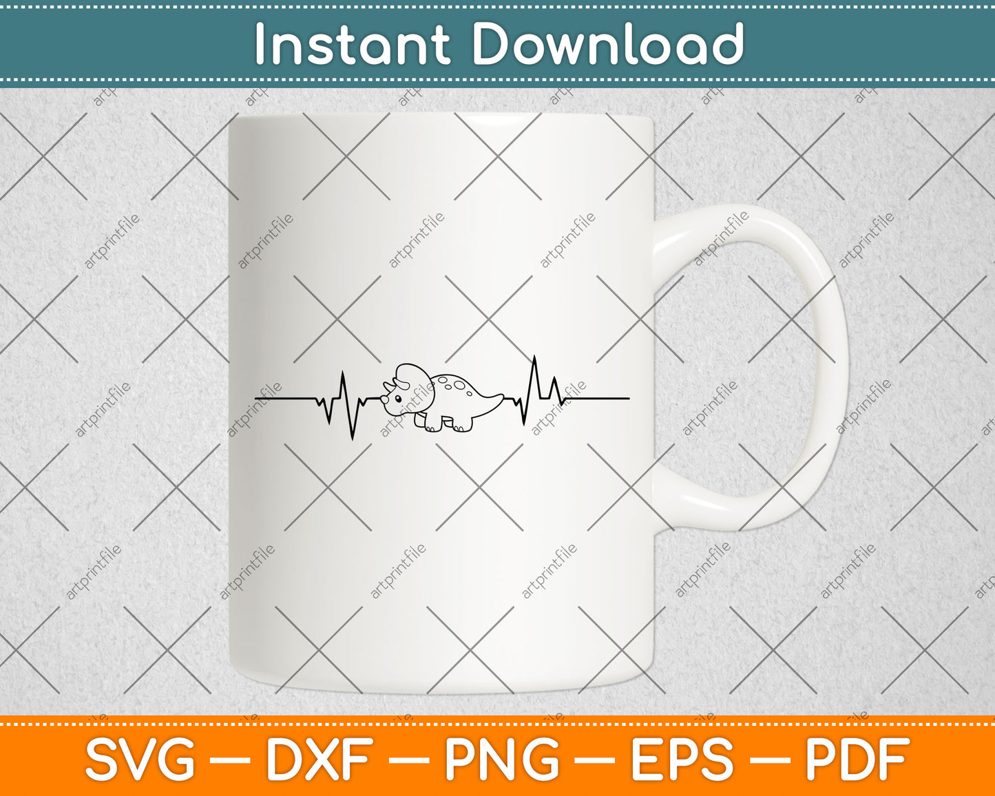 I love Dinosaurs Heartbeat Pulse Paleontologist Svg Png Dxf Digital Cutting File
