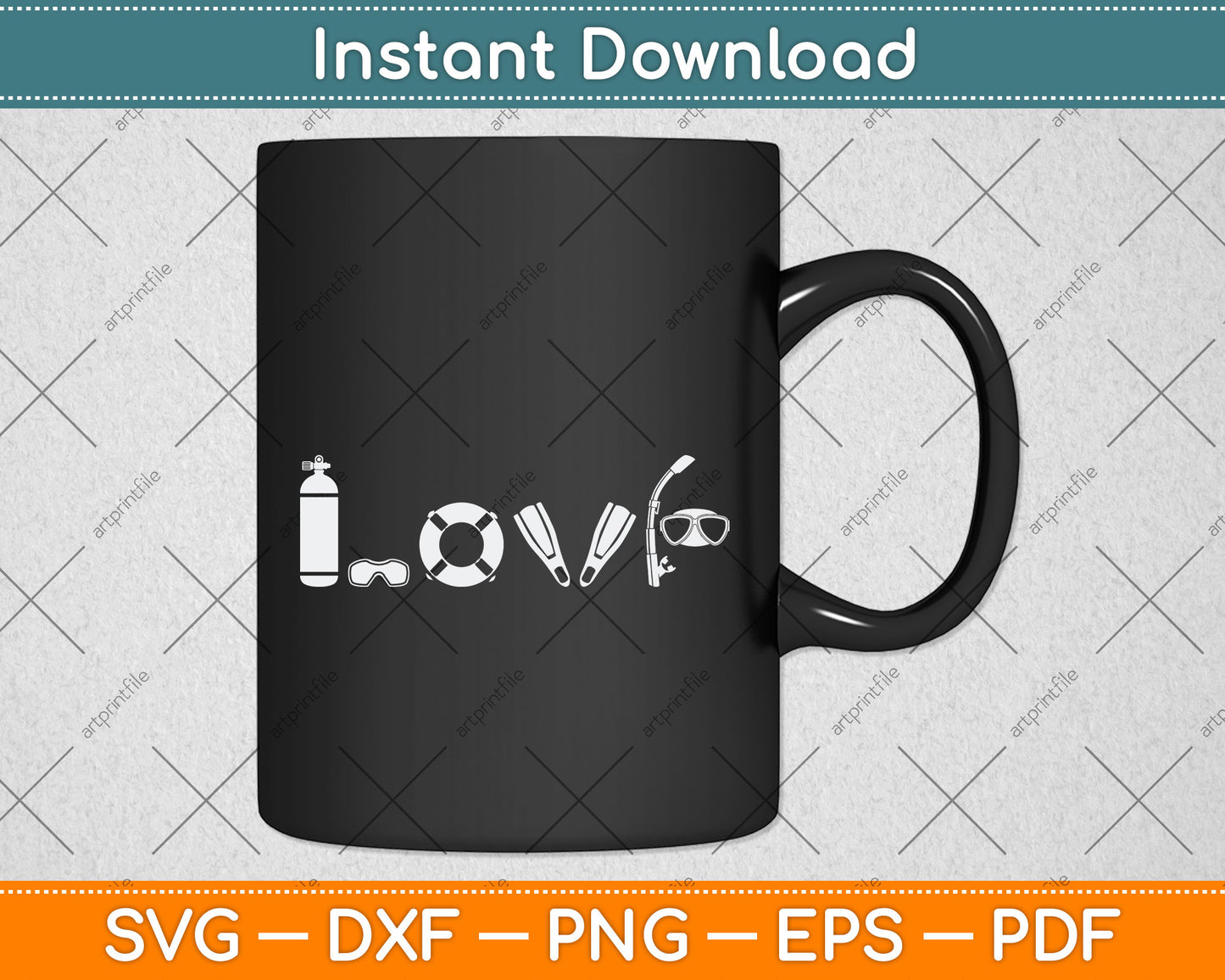 I love Scuba Diving Svg Png Dxf Digital Cutting File