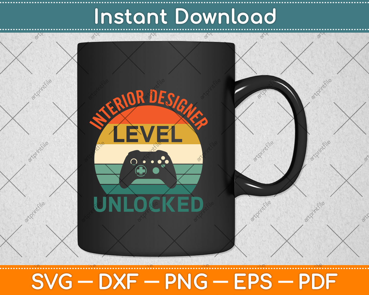 Interior Designer Level Unlocked Video Gamer Svg Png Dxf Digital Cutting File