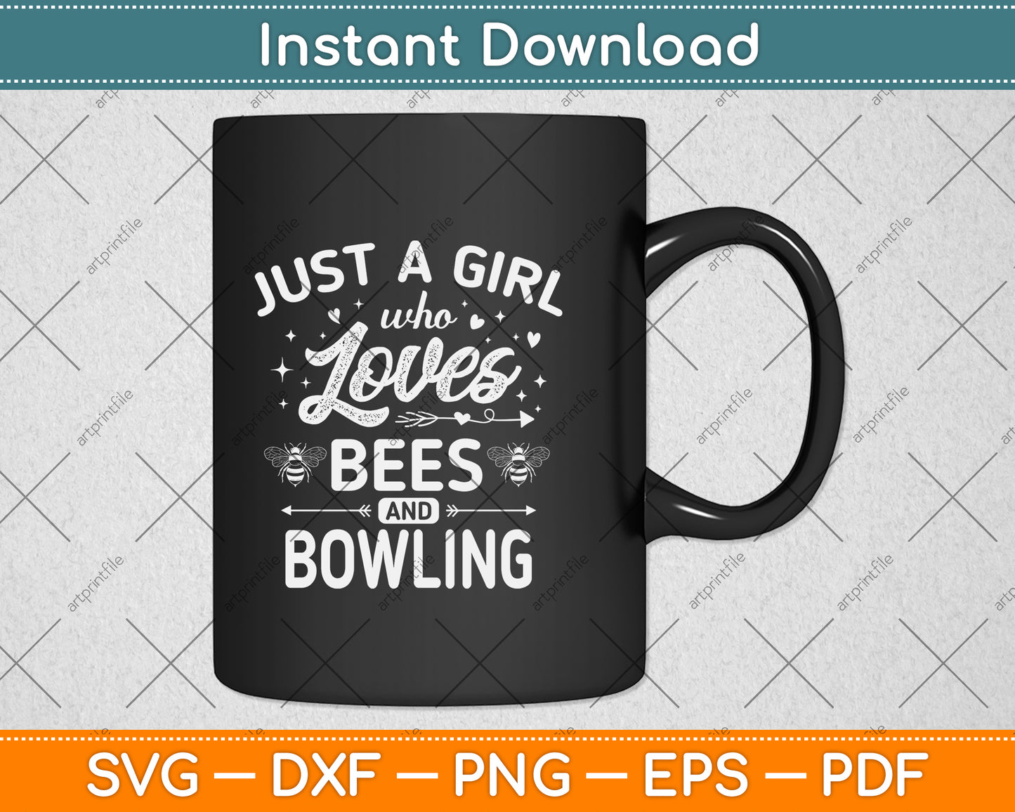 Just A Girl Who Loves Bees And Bowling Svg Png Dxf Digital Cutting File
