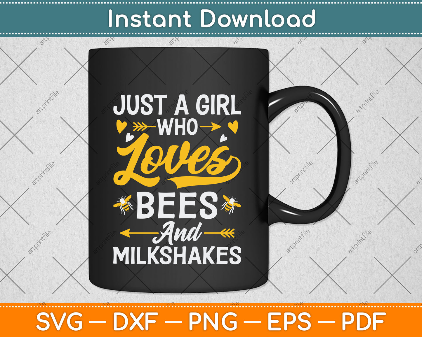 Just A Girl Who Loves Bees And Milkshakes Svg Png Dxf Digital Cutting File