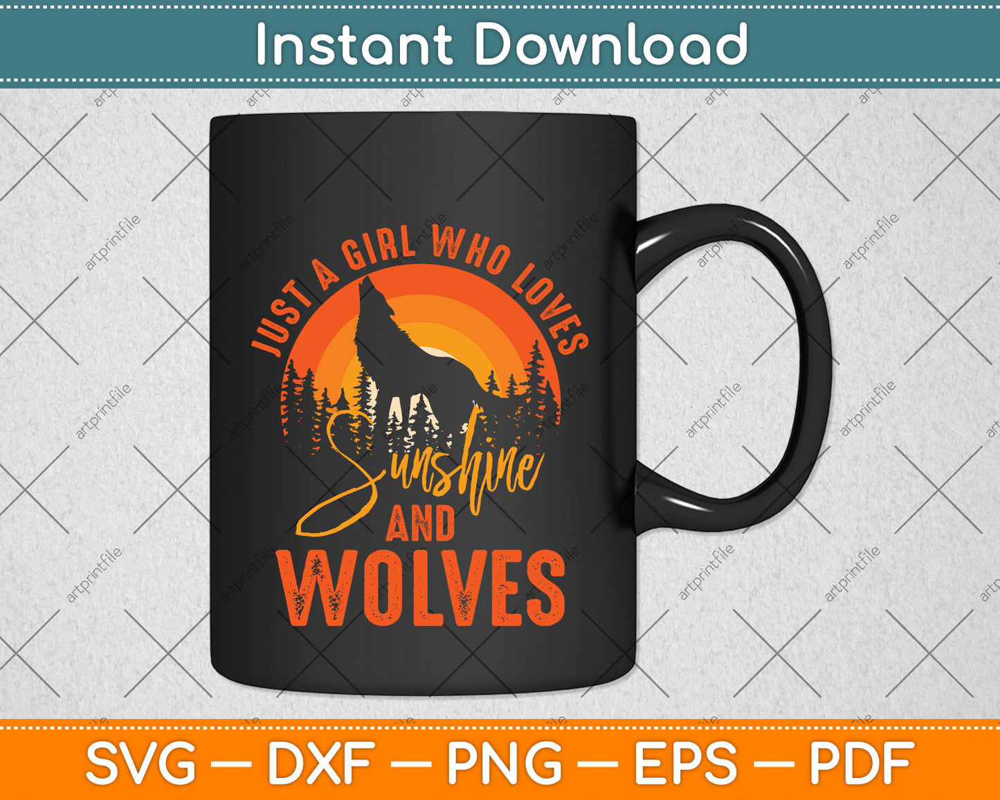 Just A Girl Who Loves Sunshine And Wolves Svg Png Dxf Digital Cutting File