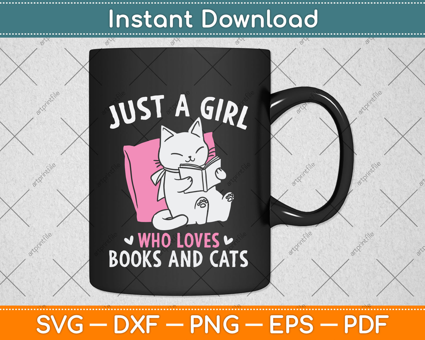 Just a Girl Who Loves Books and Cats Svg Png Dxf Digital Cutting File