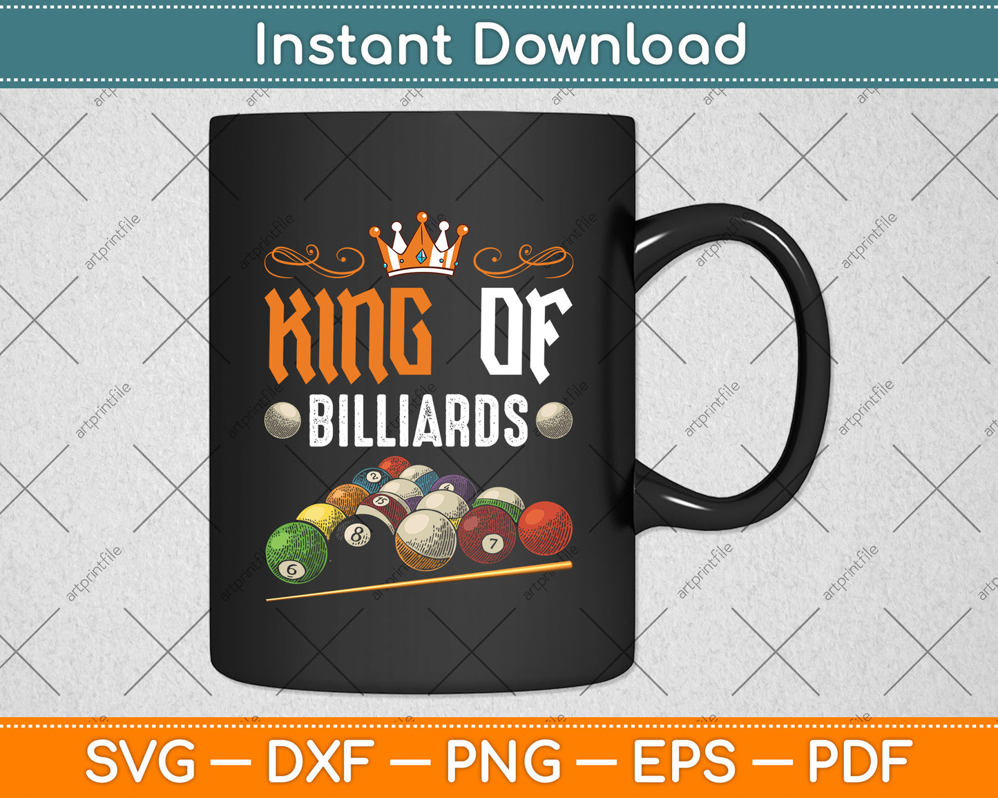 King Of Billiards Pool Billiard Snooker Lover Hobby Player Svg Png Dxf Digital Cutting File
