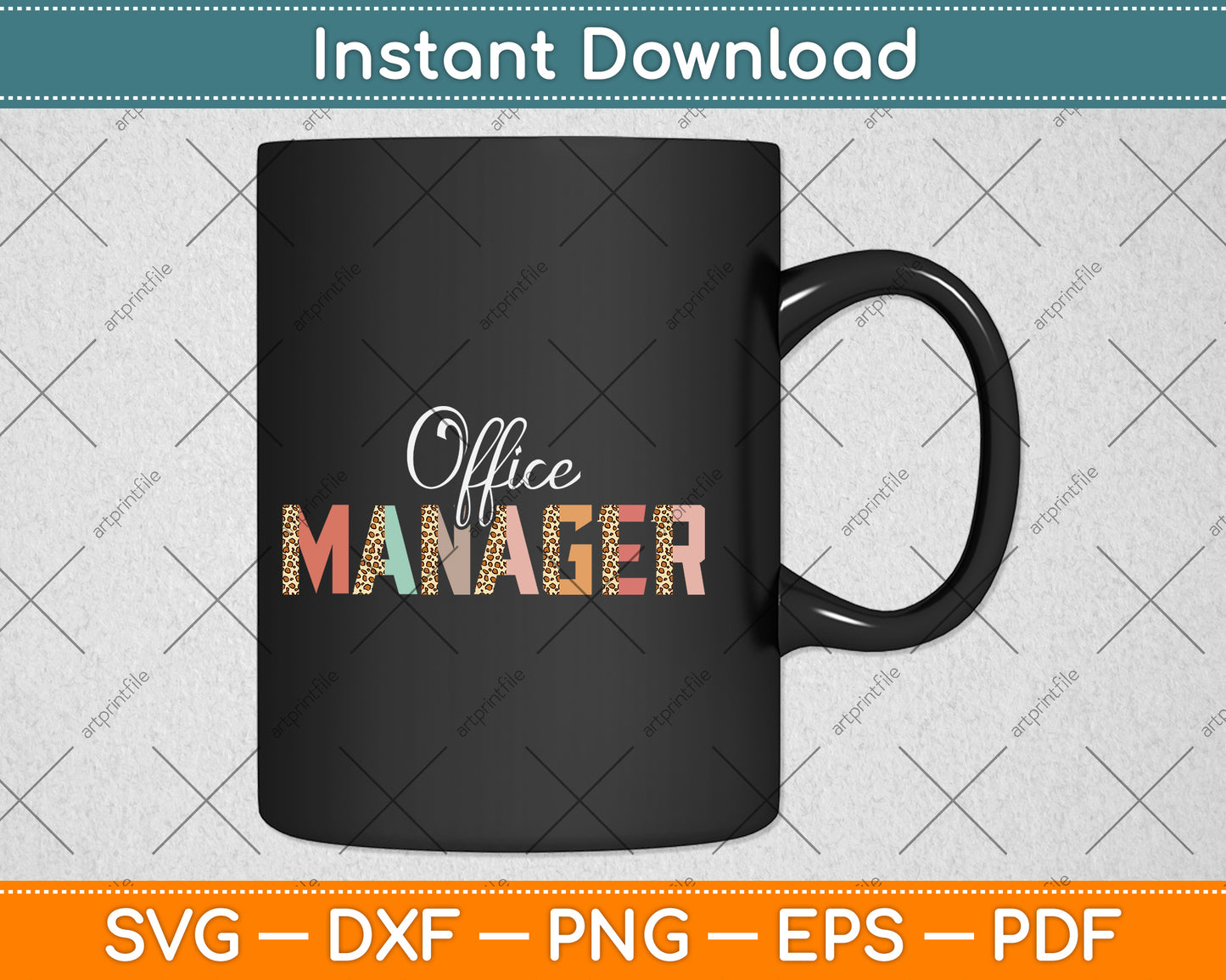 Leopard Office Manager Funny Job Title School Worker Svg Png Dxf Digital Cutting File