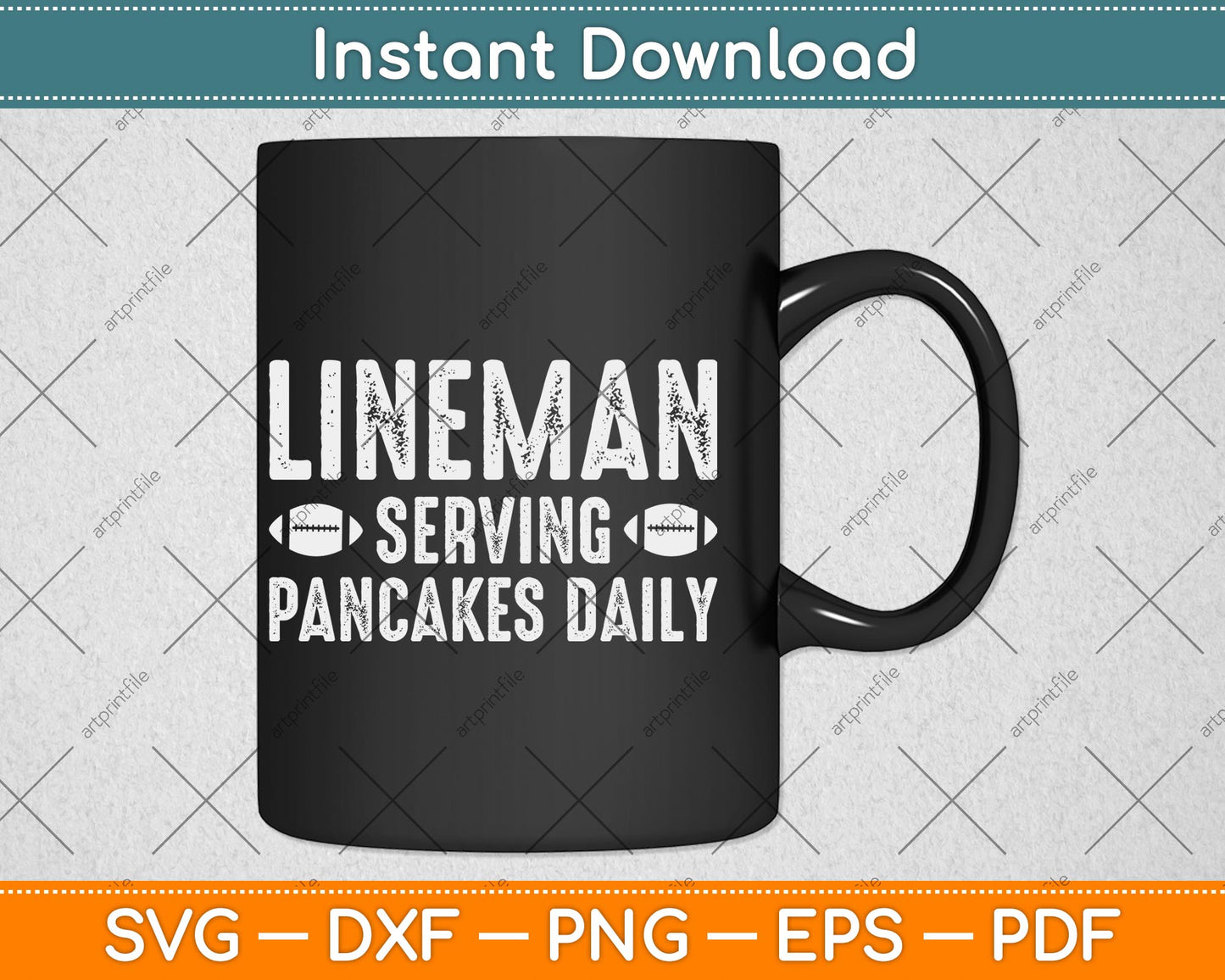 Lineman Serving Pancakes Daily Football Svg Png Dxf Digital Cutting File