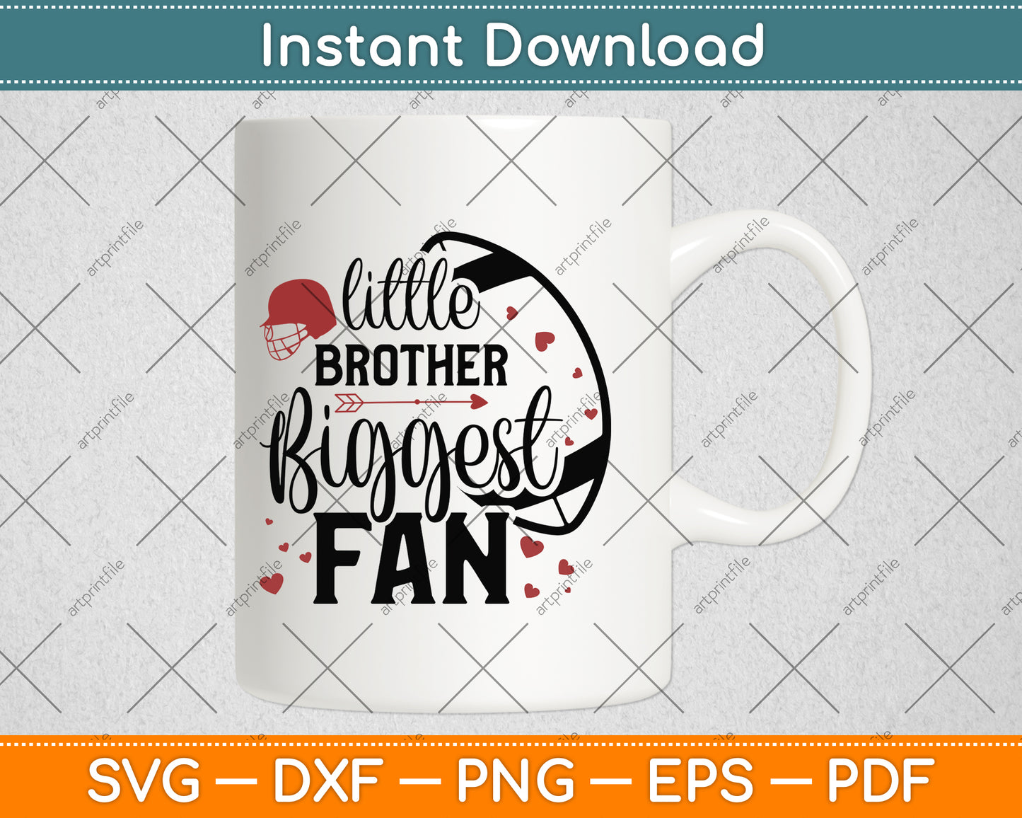 Little Brother Biggest Fan Football Svg Png Dxf Digital Cutting File