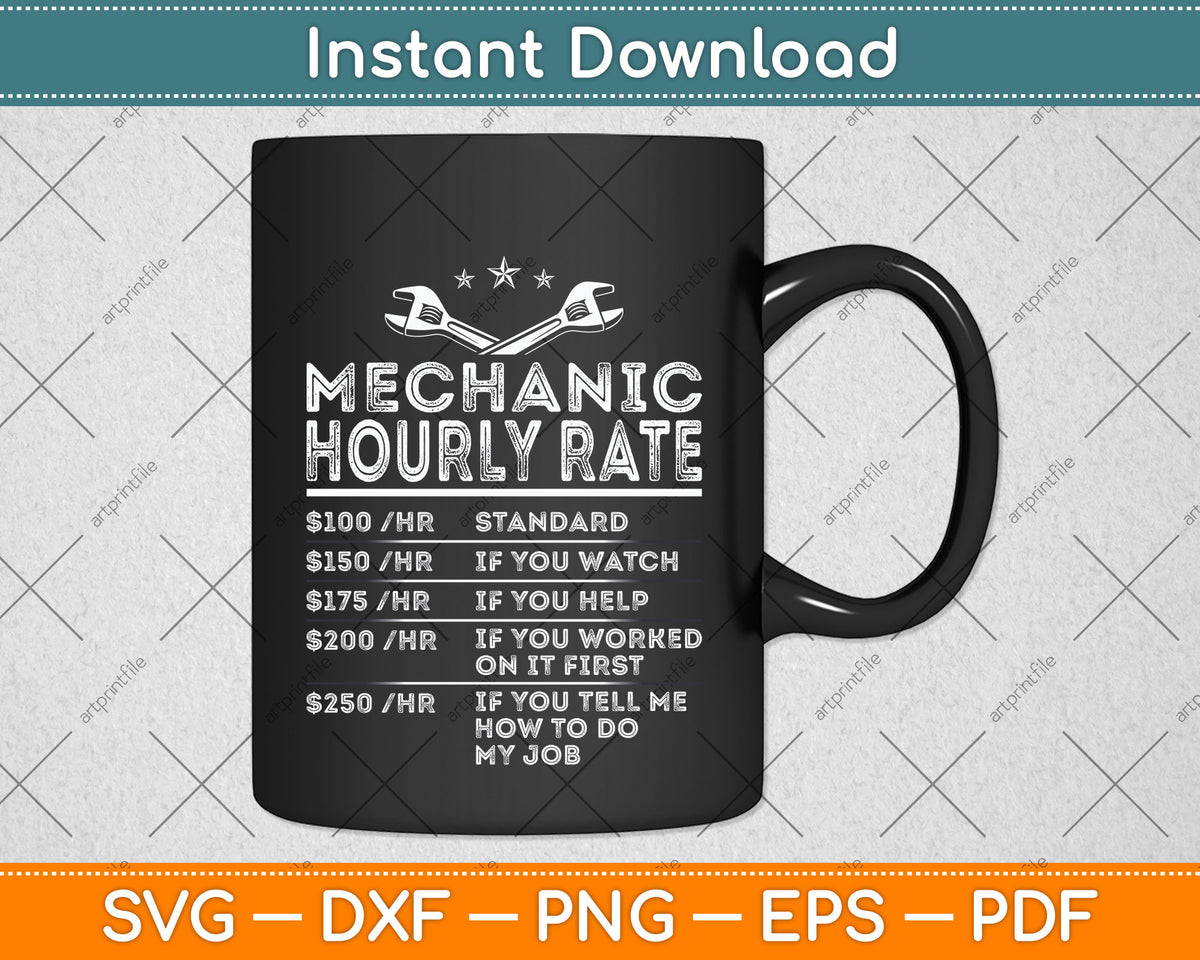 Mechanic Hourly Rate Coffee Mug Mechanics Gifts Funny Mugs For Men Fathers  Day