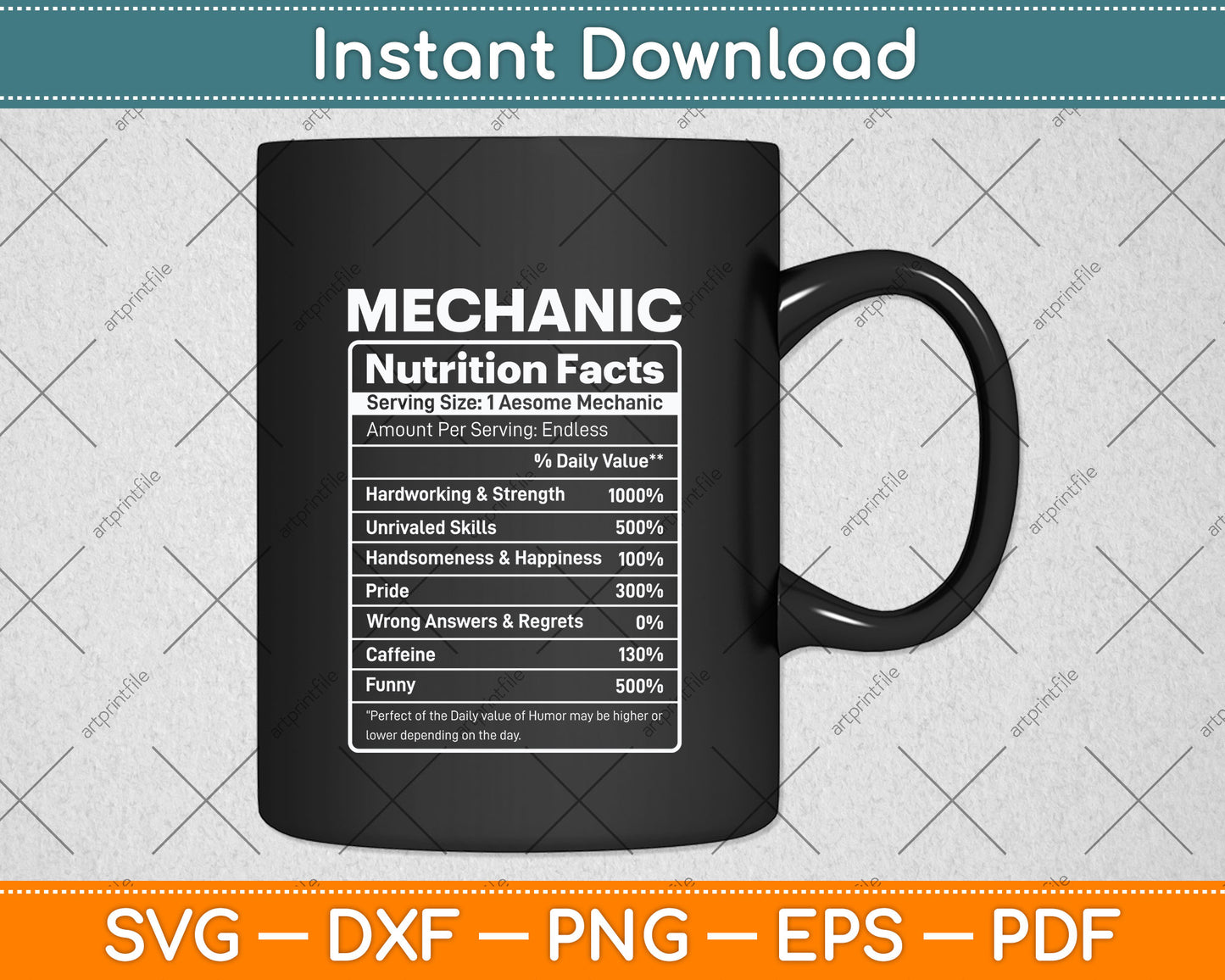 Mechanic Nutrition Facts Funny Svg Png Dxf Digital Cutting File