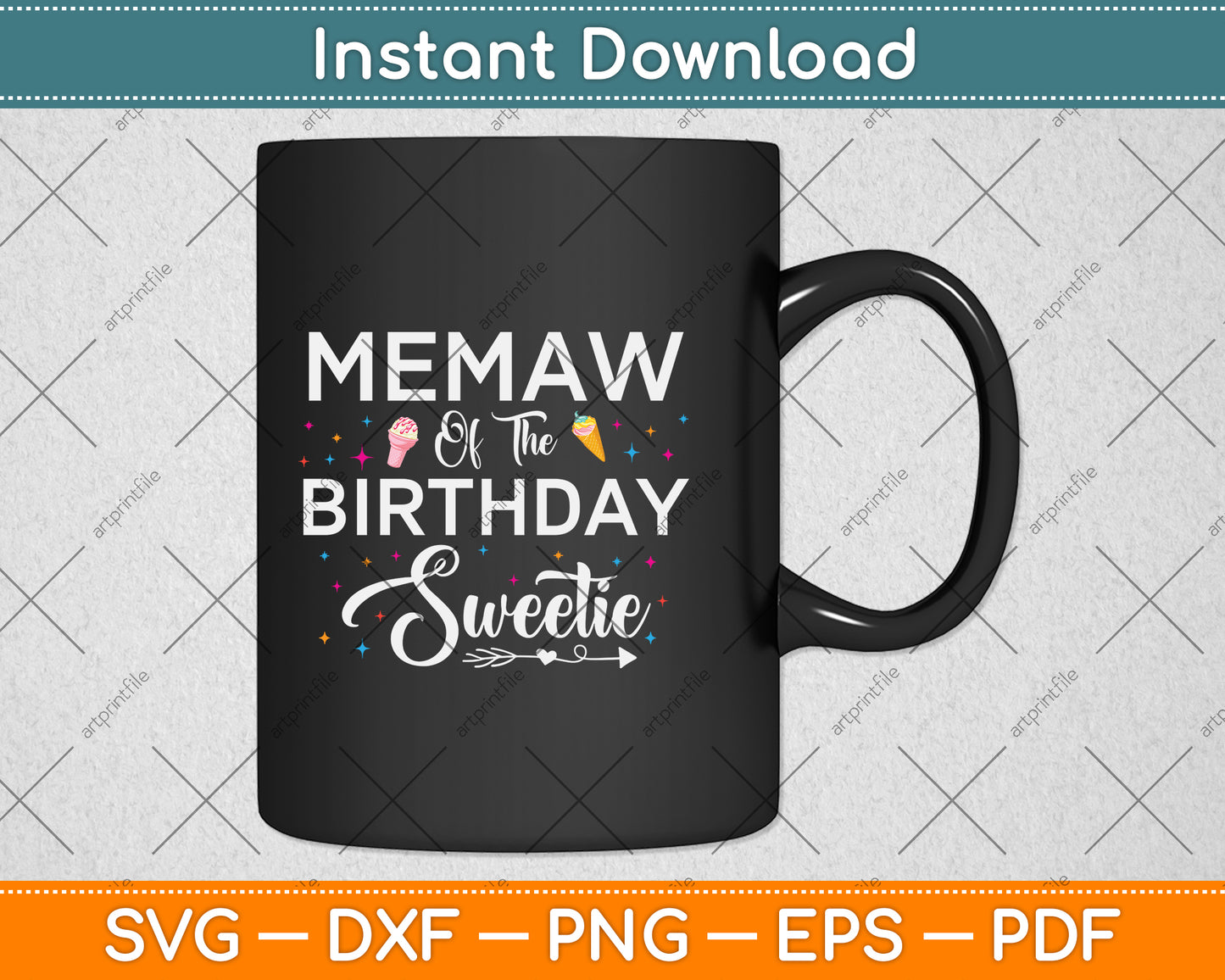 Memaw Of The Birthday Sweetie Girl Ice Cream 1st Birthday Svg Digital Cutting File