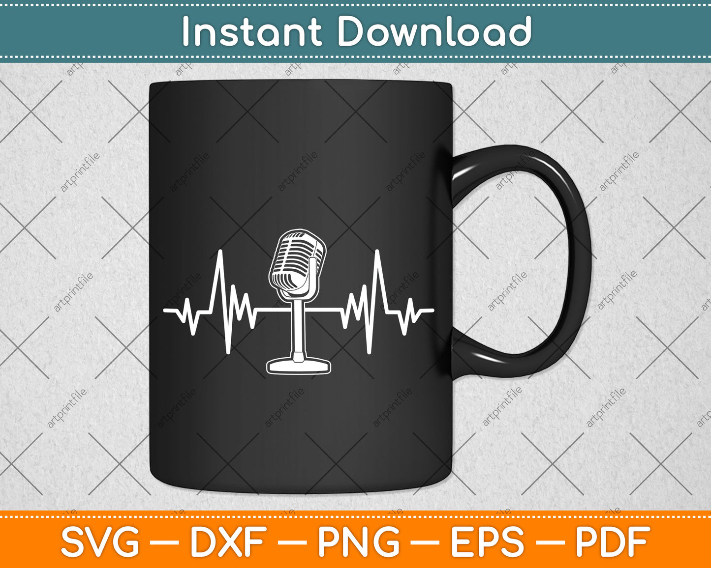 Microphone Heartbeat Funny Svg Png Dxf Digital Cutting File