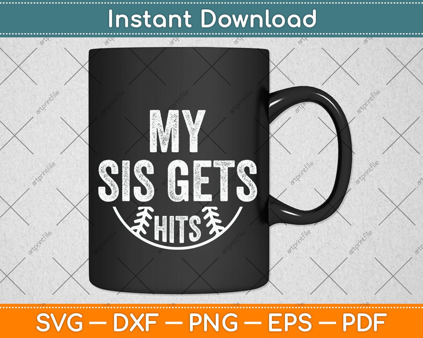 My Sis Gets Hits Softball Brother & Sister Svg Png Dxf Digital Cutting File