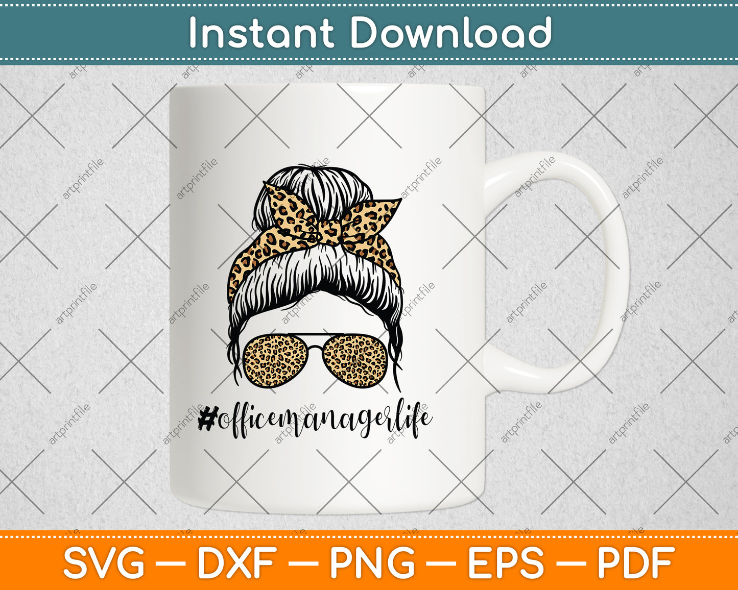 Office Manager Leopard Messy Bun Appreciation Back To School Svg Cutting File