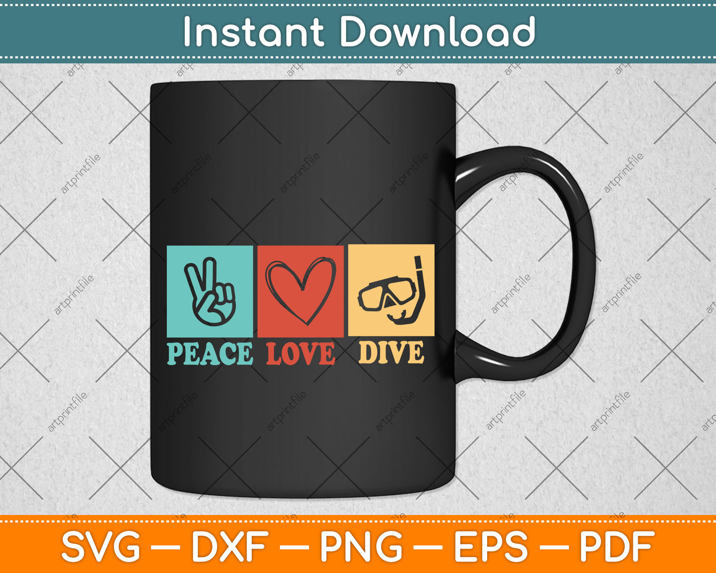 Peace Love Dive Scuba Diving Svg Png Dxf Digital Cutting File