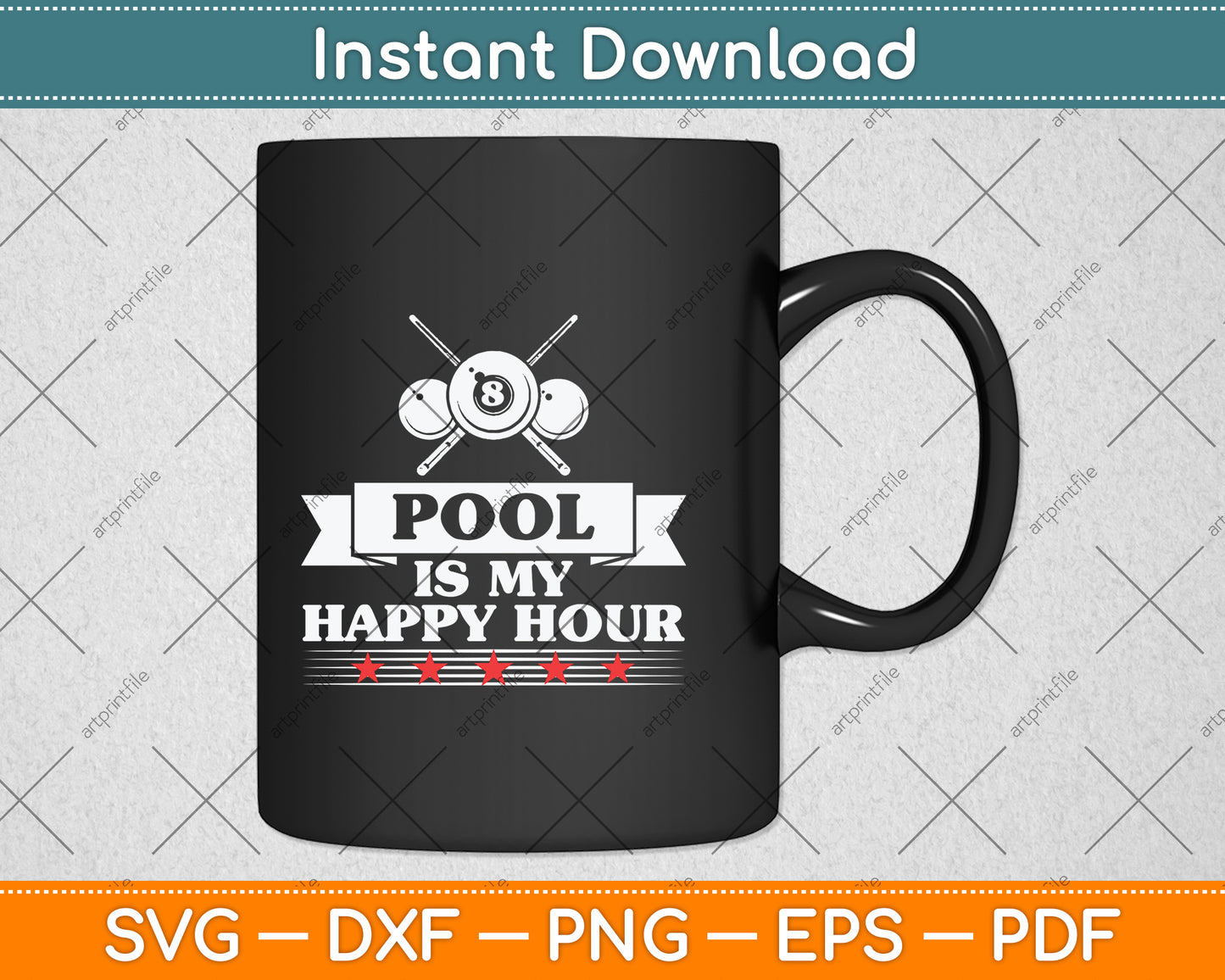 Pool Is My Happy Hour Funny Pool Player Svg Png Dxf Digital Cutting File