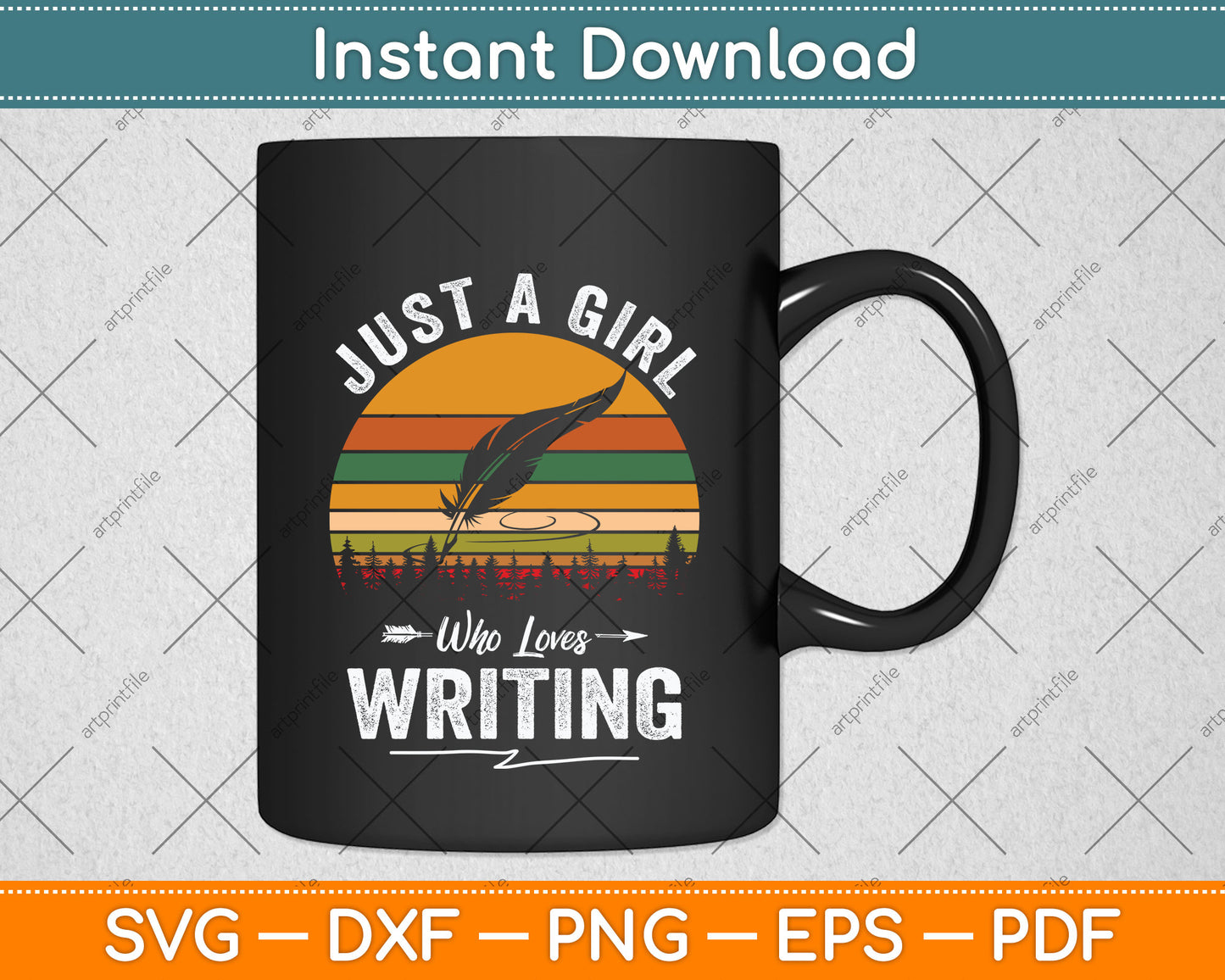 Retro Just A Girl Who Loves Writing Svg Png Dxf Digital Cutting File