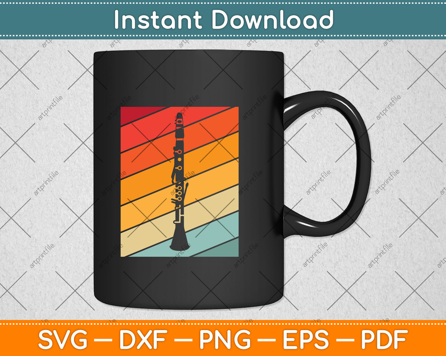 Retro Vintage Clarinetist Clarinet Svg Png Dxf Digital Cutting File