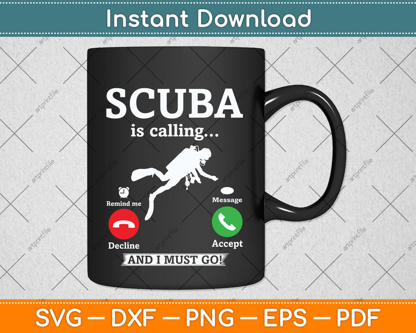 Scuba Diving Is Calling Funny Svg Png Dxf Digital Cutting File