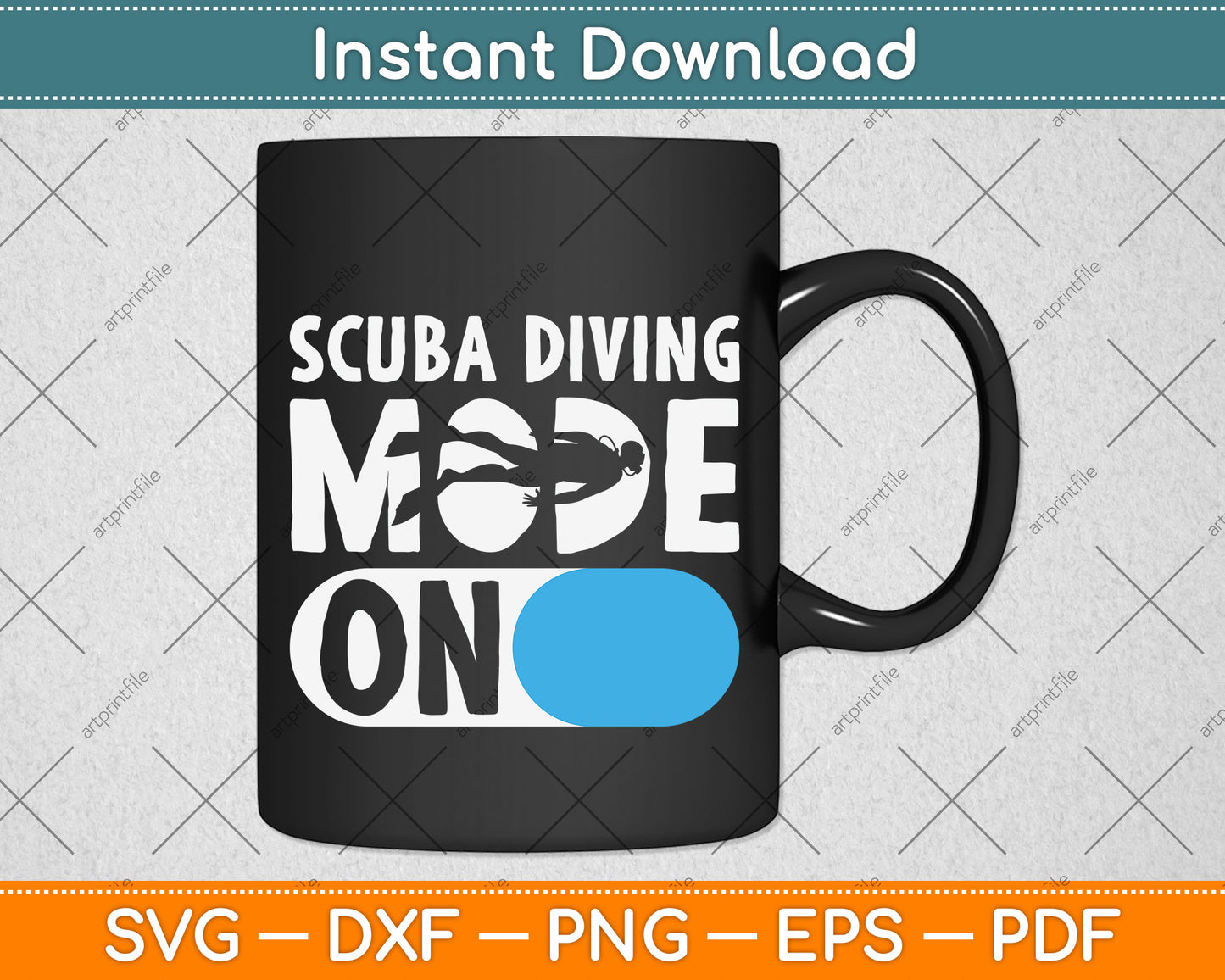 Scuba Diving Mode On Svg Png Dxf Digital Cutting File